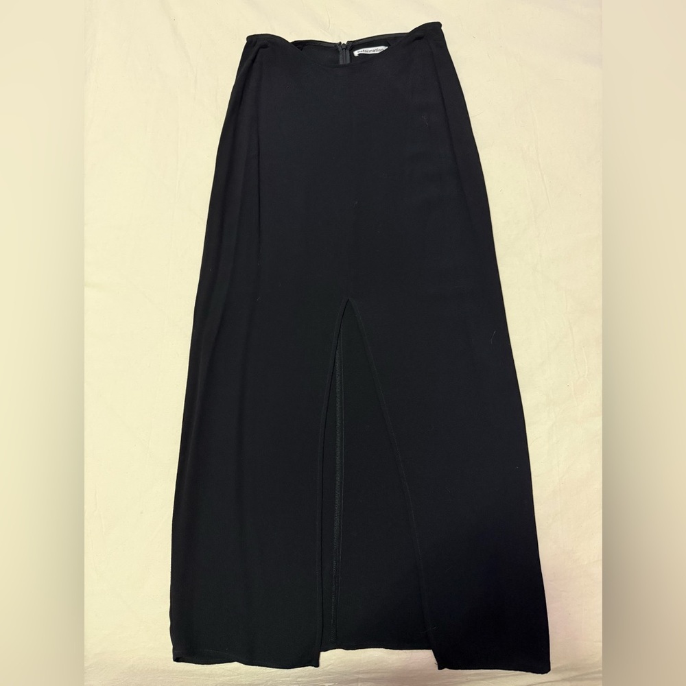 Reformation Black Maxi Skirt Front Slit Size 8